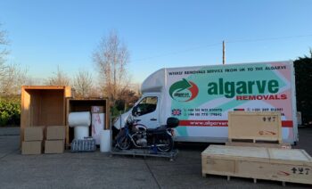 Van, packaging and crates Van, packaging and crates